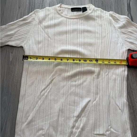 DKNY White Ribbed Cotton Long Sleeve Shirt - Picture 7 of 8